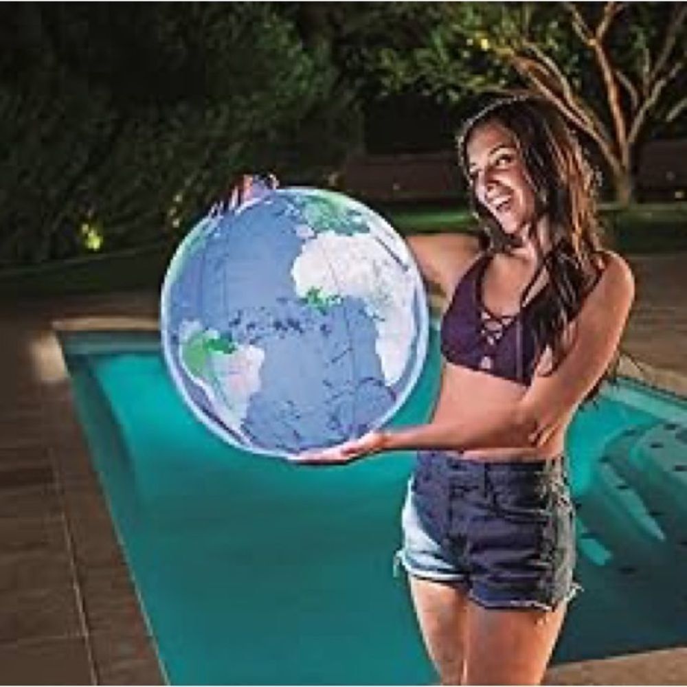 Inflatable Light-Up Globe Ball Toy - Blue